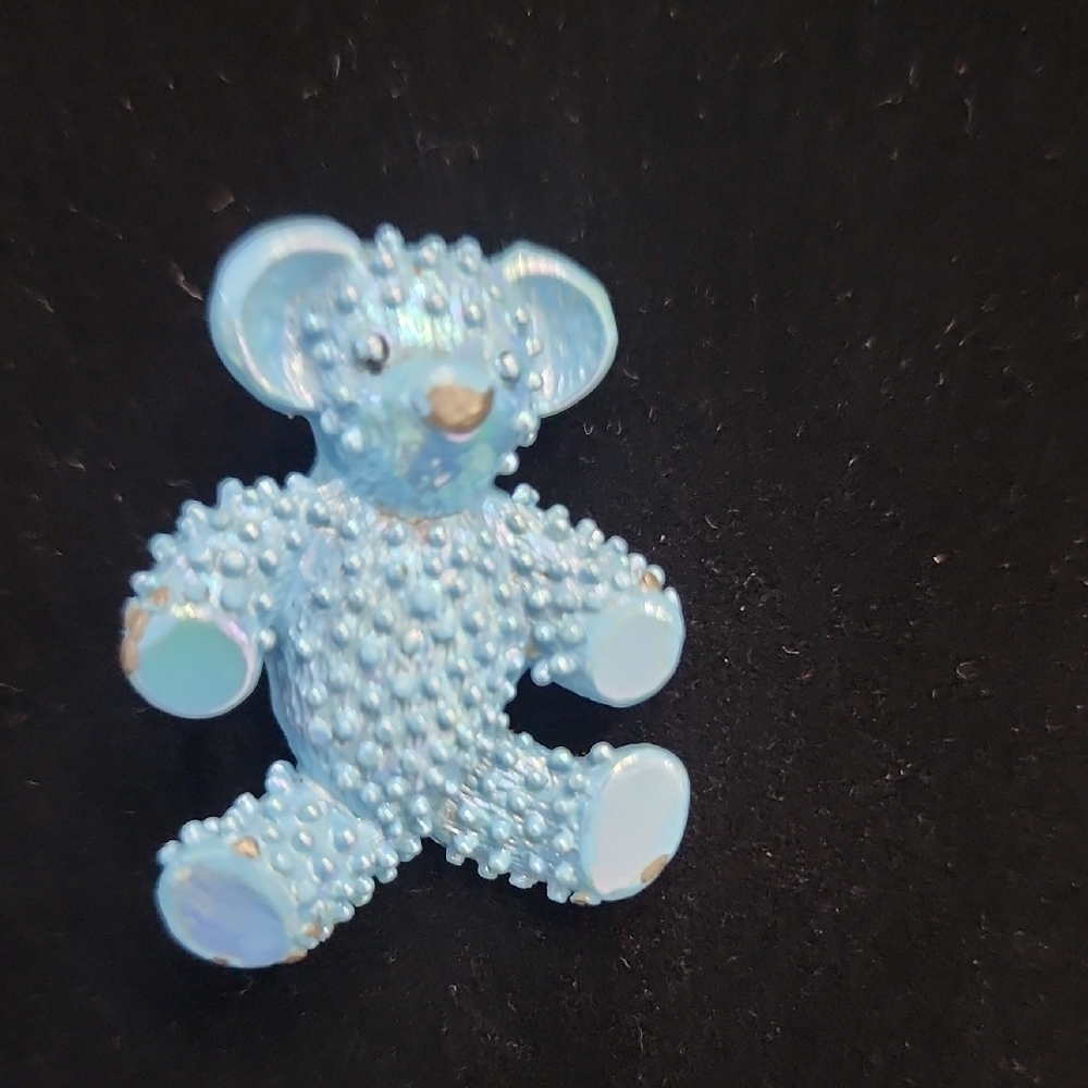 Blue Teddy Bear Brooch for Kids